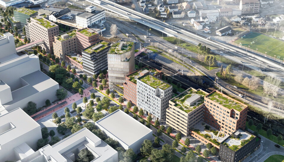 I GANG: Drammen Helsepark blir omfattende. Illustrasjon: Grape architects I GANG: Drammen Helsepark blir omfattende. Illustrasjon: Grape architects