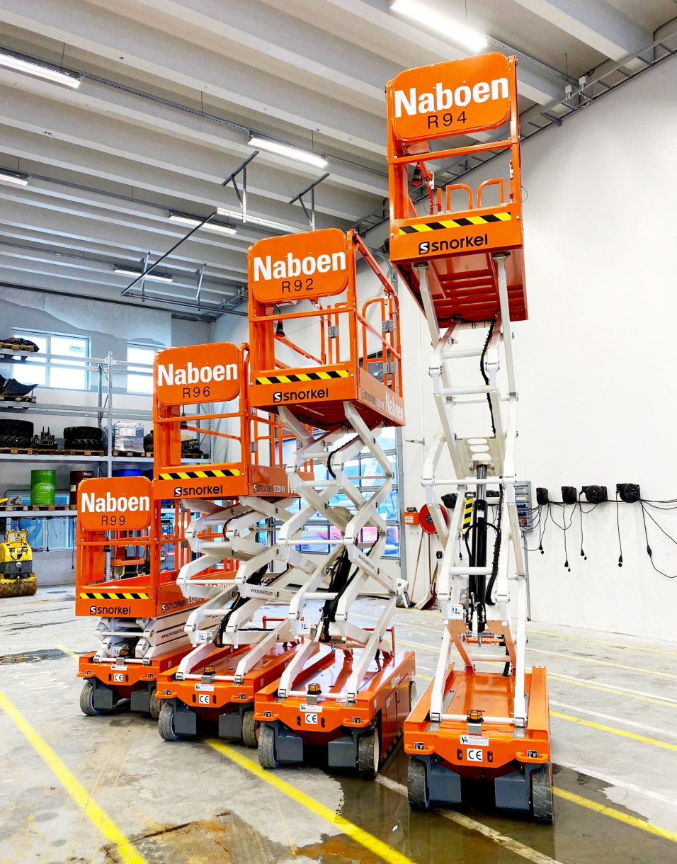 Naboen Utleie AS har kjøpt 147 enheter fra Snorkel. Disse var 145 lifter av ulike slag, og to SR626E teleskoptrucker på batteri. Alle maskinene skal leveres våren 2021.
Foto: Naboen Utleie