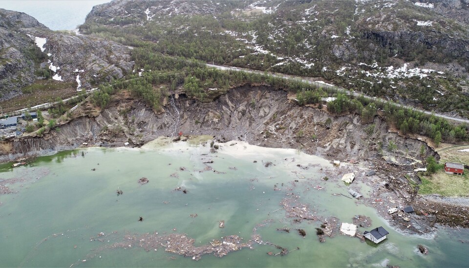Kvikkleireskred ved Kråkneset i Alta juni 2020.