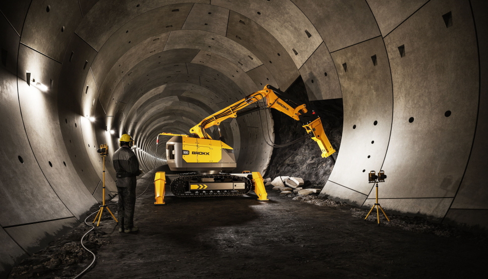 NY KJEMPE: Nykommeren Brokk 900 er testet ut i tunnel og vil være klar for verdensmarkedet i slutten av 2. kvartal. Foto: Brokk AB
