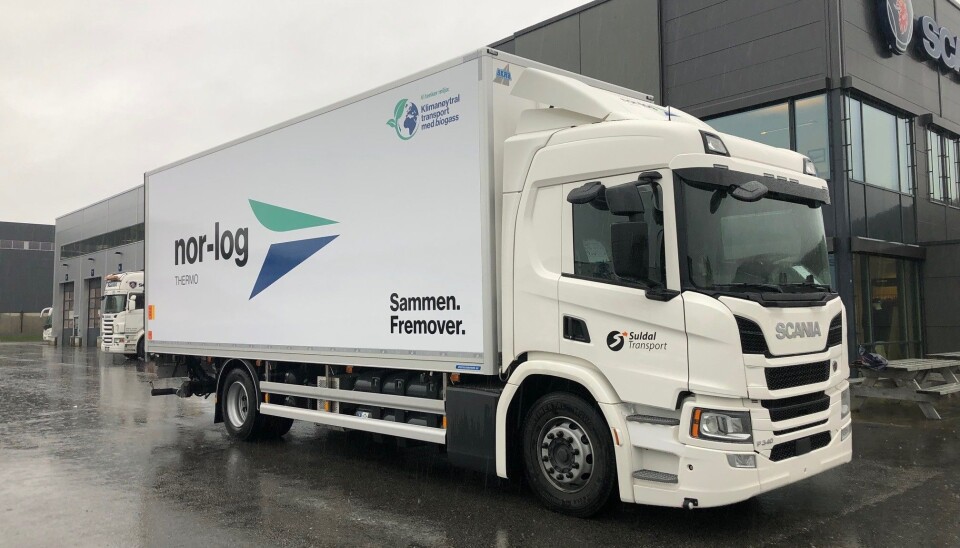 Nor-log Gruppen satser på biogass. Her en Scania P340 som skal gå i Stavanger-området.