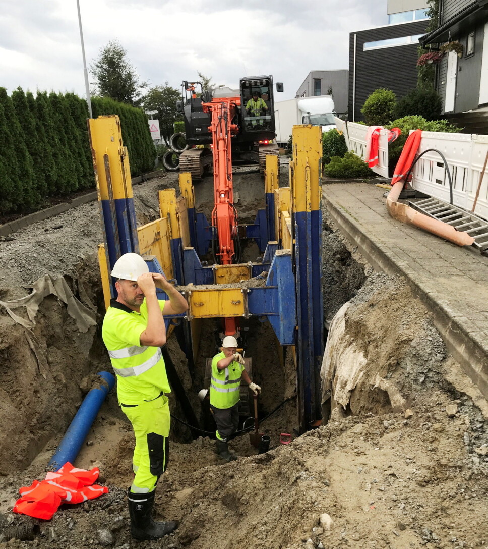 STØRRE: Sandnes kommune er en av brukere som for tiden leier Double Slide Rail grøftesikringssystemer. Foto: John Kr. Lland