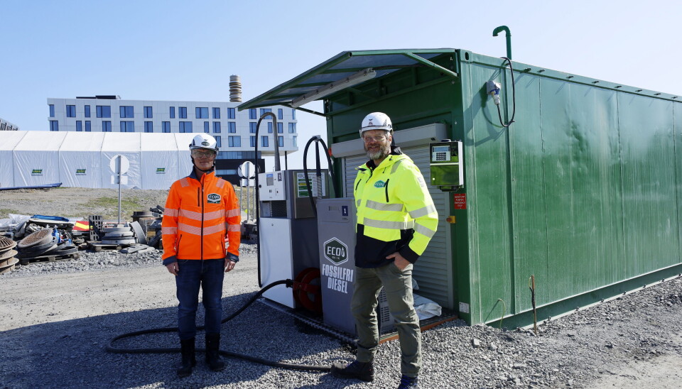 Fornebubanen t.v. Thomas Andersen, Salgsjef i Eco-1 bioenergi AS t.h. Geir Harald Baalsrud Ingeborgrud, Eco-1 bioenergi AS