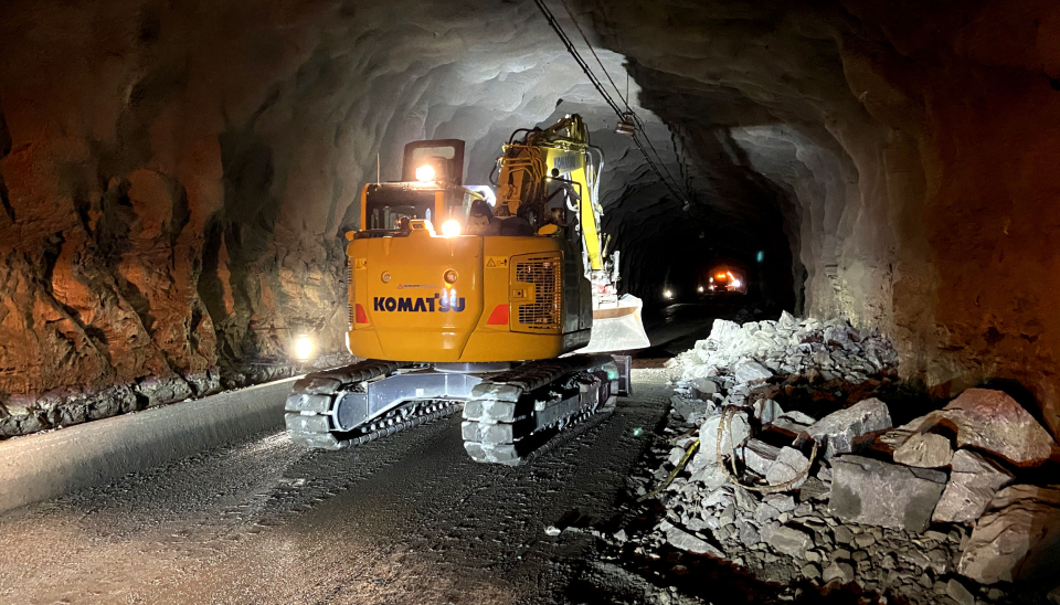 Haukelitunnelen får en grundig oppgradering. Bilde fra arbeidet i 2020.