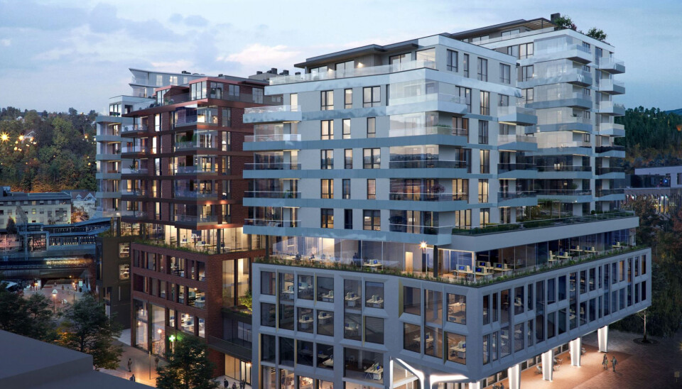 Skissetegning som viser hvordan Helgerudkvartalet blir når det står ferdig.