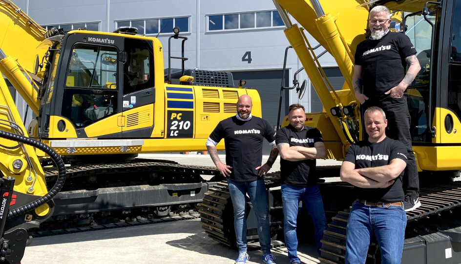 Nyansatte i Hesselberg Maskin. Fra venstre: Tim Jørstad, Stig-Arne Eliassen, på beltet Bjørn Rune Heen og i front Tommy Jensen.
