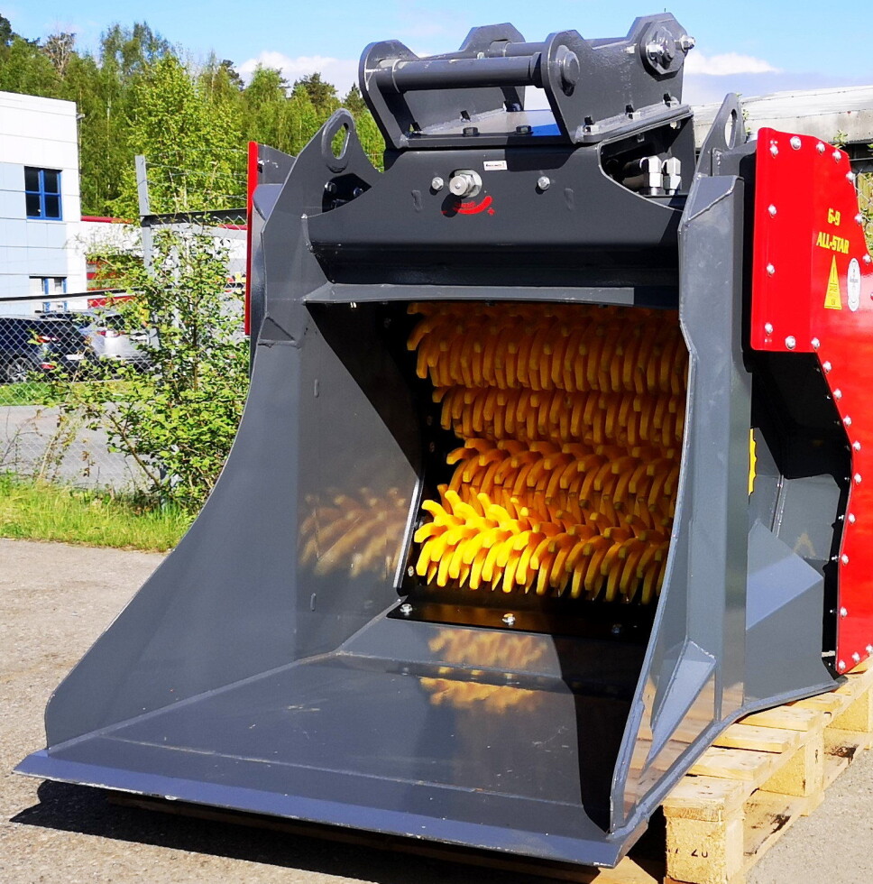 3-30 TONN: Sikte- og sorteringsskuffene kommer i størrelser for bæremaskiner fra 3 til 30 tonn. Foto: Ankerløkken