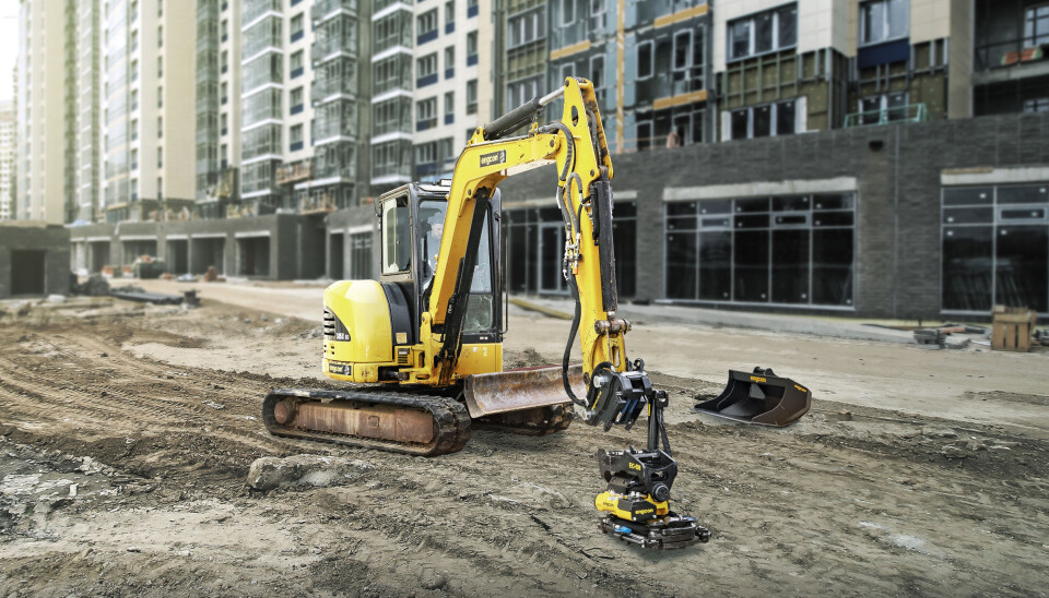 Maskinfestet S40 fra Engcon gjør at hurtigkobling blir raskt og sikkert på de mindre gravemaskinene.