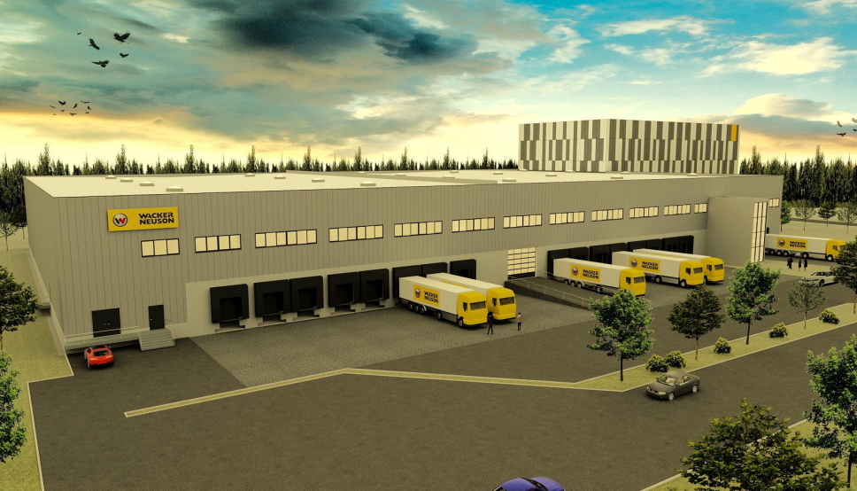 SPLITTER NYTT: Wacker Neuson bygger nytt logistikksenter ved kompakteringsmaskin-fabrikken i tyske Reichertshofen. Foto/illustrasjon: Wacker Neuson