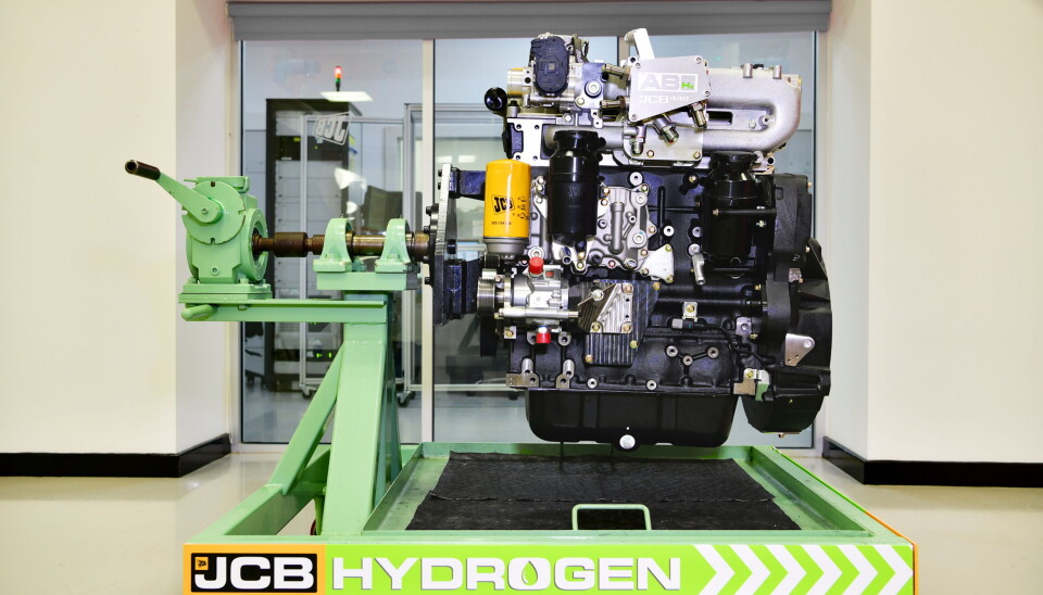 FRA DIESELMAX: Hydrogenmotoren og konseptet er utviklet ut fra en JCB Dieselmax 448 dieselmotor. Foto: JCB