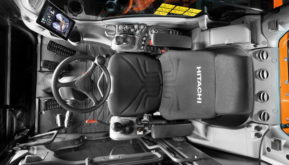 Oversikt over førerhuset i Hitachi ZX150W-7