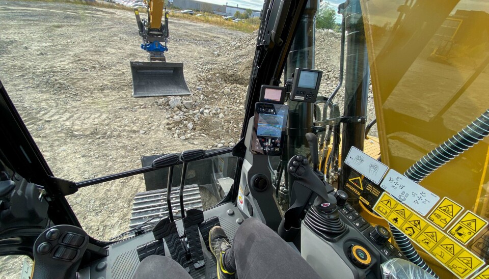 Bilde fra førerhuset i Cat 315 GC.