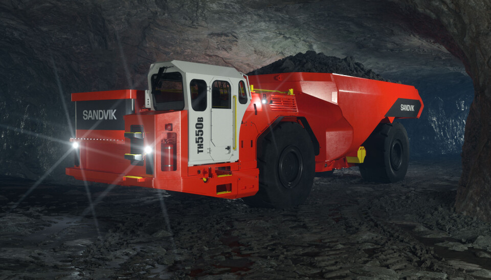 Sandvik TH550B dumper batterielektrisk dumper for gruvedrift under jord.