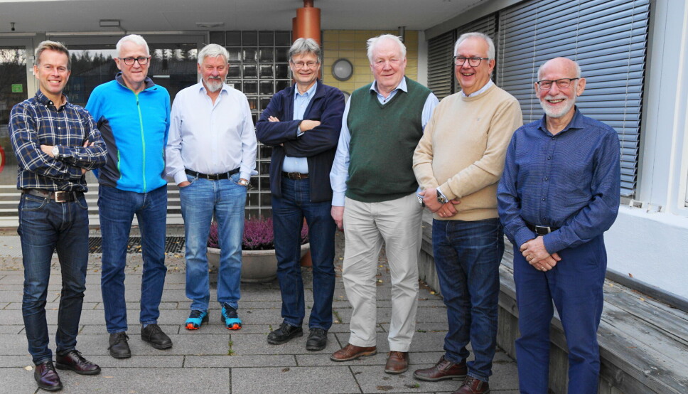 STYRET: Fra høyre Jarle Gausen (Skanska), formann Ola Woldmo (Normet Norway AS), Per Bollingmo (Multiconsult), sekretær Morten Lund (Norconsult), Nils Røren (NFF), Arnfinn Erlien (NCC Norge) og Arnstein Aarset (NGI). (Foto: Johannes Hope)