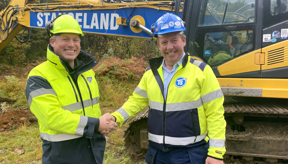 Fra venstre: Eirik Spilling (markedssjef i TT Anlegg) og Tommy Stangeland.