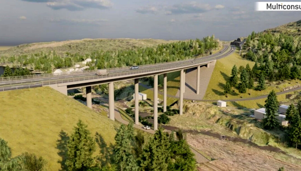 Modell av Elgsjøbrua som blir den største konstruksjonen på den nye veien.