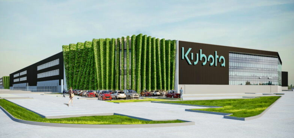 FUTURISTISK: Det nye distribusjonssenteret for Kubota i Weert, Nederland. FOTO: Kubota