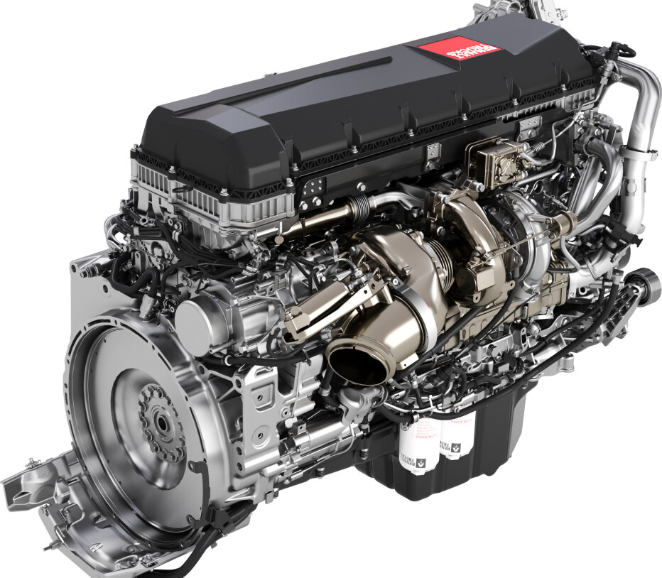 Renault Trucks' DE 13 TC-motor med Turbo Compound-teknologi.