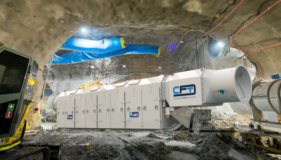 RENSEANLEGG: Store støvrensningsanlegg, uten vann, men med trykkluftvasking for fjerning av kvartsstøv under tunneldriving inngår i leveringsprogrammet. Foto: CFT