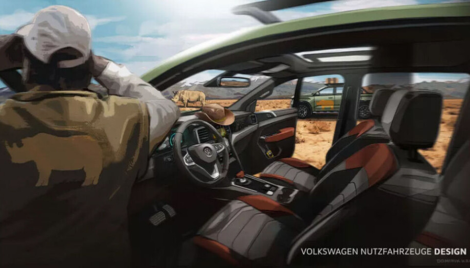 Første skisse av interiøret i 2022-versjonen av Amarok.