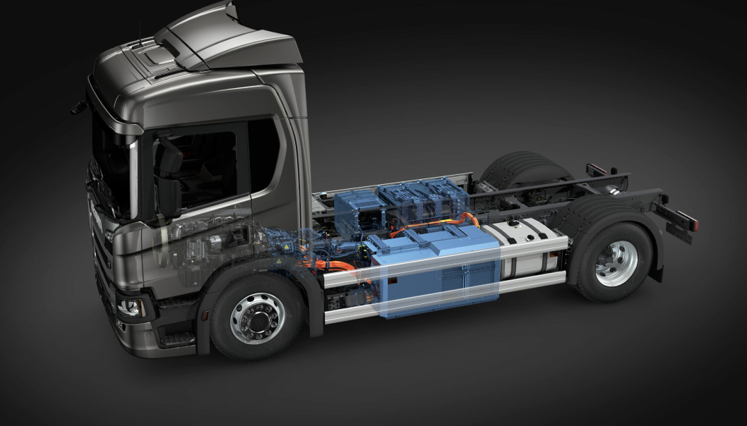 Scania hybrid-elektrisk drivlinje med GE281 girelektrisk maskin.