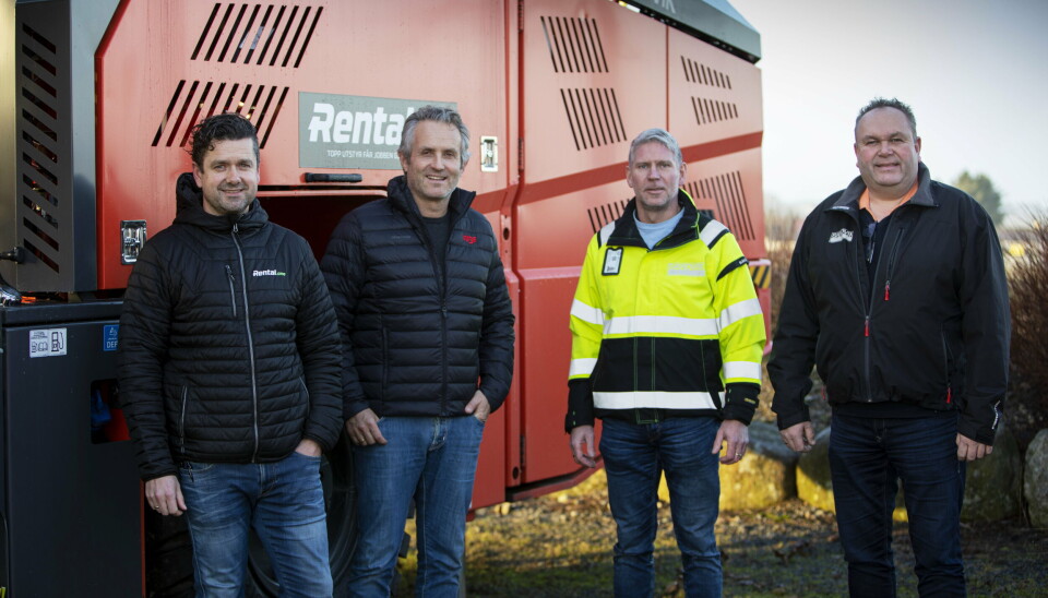 UTVIDER SAMARBEIDET: Fra venstre er daglig leder i Rental.one, Kjetil Friestad, daglig leder Bjørn Risa i Risa AS, salgssjef overjordsrigger Sandvik, Tor Arne Rønningen og selger/Key account Sandvik, Einar Helle Nordbø.
