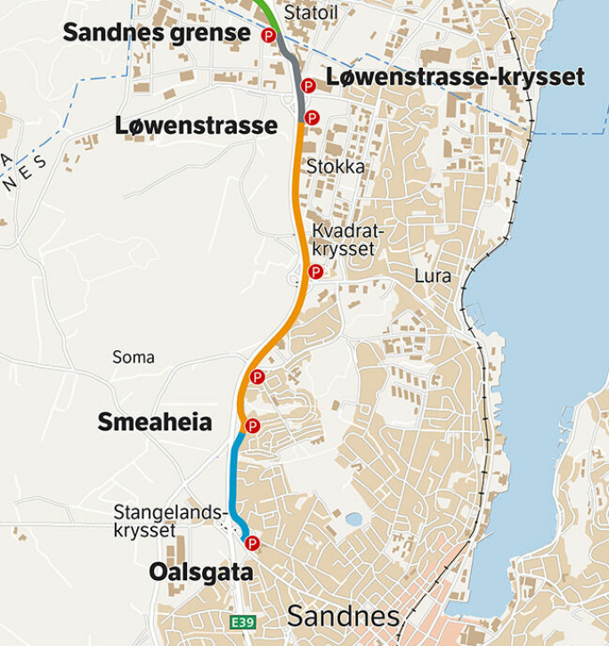 Kontrakten gjelder veibygging fra Sandnes grense til Oalsgata i Sandnes kommune.