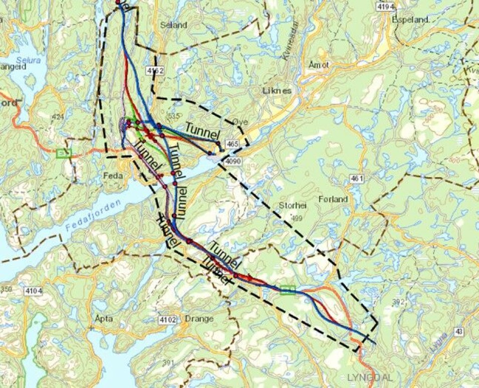 Det er vurdert en rekke linjer og løsninger i finsilingsfasen. Blant annet ni ulike kombinasjoner av linjer.
