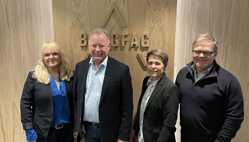 Byggfag velger Optimera for grossistvarer til sine medlemmer. F.v: Anniken Wollan, konstituert direktør Handel (Optimera), Jostein Strand, CEO (Byggfag), Lone Bech Spangelid, butikkonsept/salgssjef (Optimera) og Trond Oseth, KAM (Optimera).