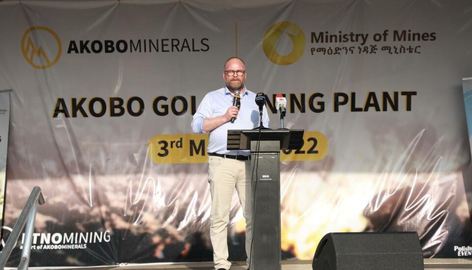 Akobo Minerals' daglige leder Jørgen Evjen under seremonien i begynnelsen av mars.