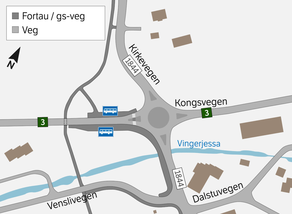Slik skal den nye rundkjøringen i Veenskrysset fremstå når den er ferdig.