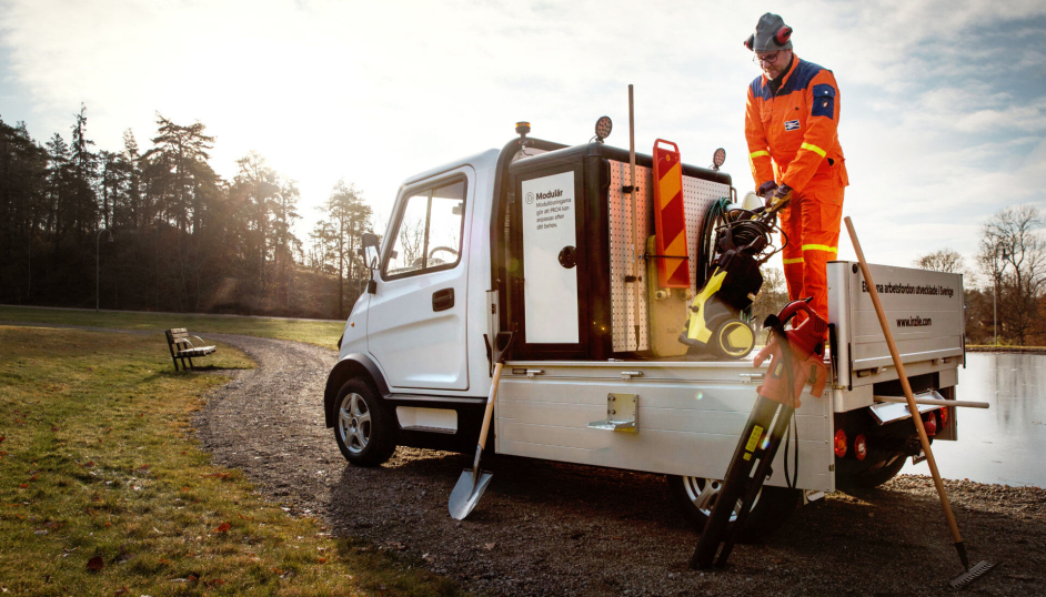 Elektrisk nyttekjøretøy fra svenske Inzile er også i Elmobilitets sortiment.