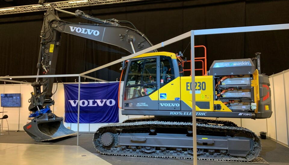 VERDENS FØRSTE: Volvo EC230 Electric, vist for første gang i verden på Arctic Entrepreneur på Gardermoen 5. april 2022. Foto: Klaus Eriksen