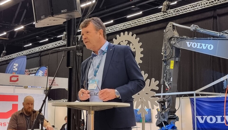 Arnstein Repstad har åpnet Arctic Entrepreneur mange ganger. Til sommeren går han av som styreleder i MEF etter 14 år. Bilde fra åpningen av messen 5. april 2022 i The Qube på Gardermoen.