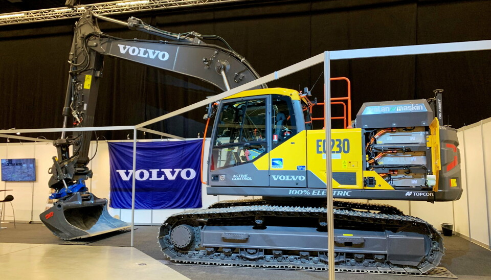 Volvo Maskin har med seg en elektrisk stor gravemaskin, Volvo EC230 Electric, til Vei og Anlegg. Den sto også utstilt på Arctic Entrepreneur på Gardermoen i april.