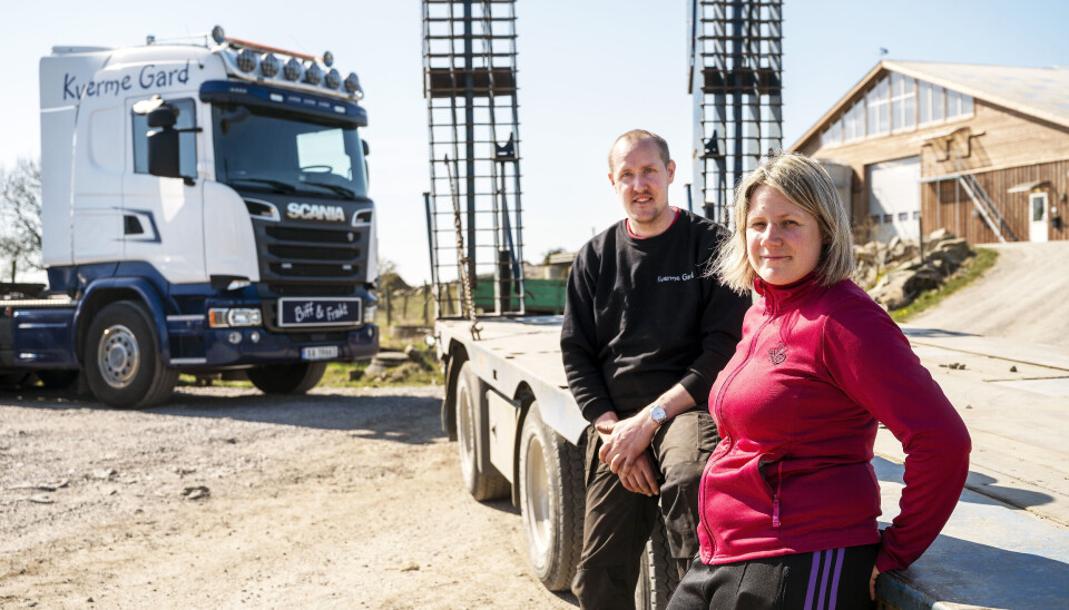 FELLES: Både Pauline Grødem og Nikolay Vadheim kjørte lastebil før de overtok gården på Brusand i Hå kommune på Jæren.