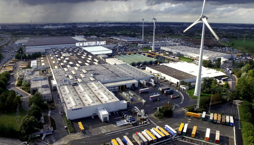 Det nye batterianlegget ved fabrikken i Gent, Belgia, markert i bildet.