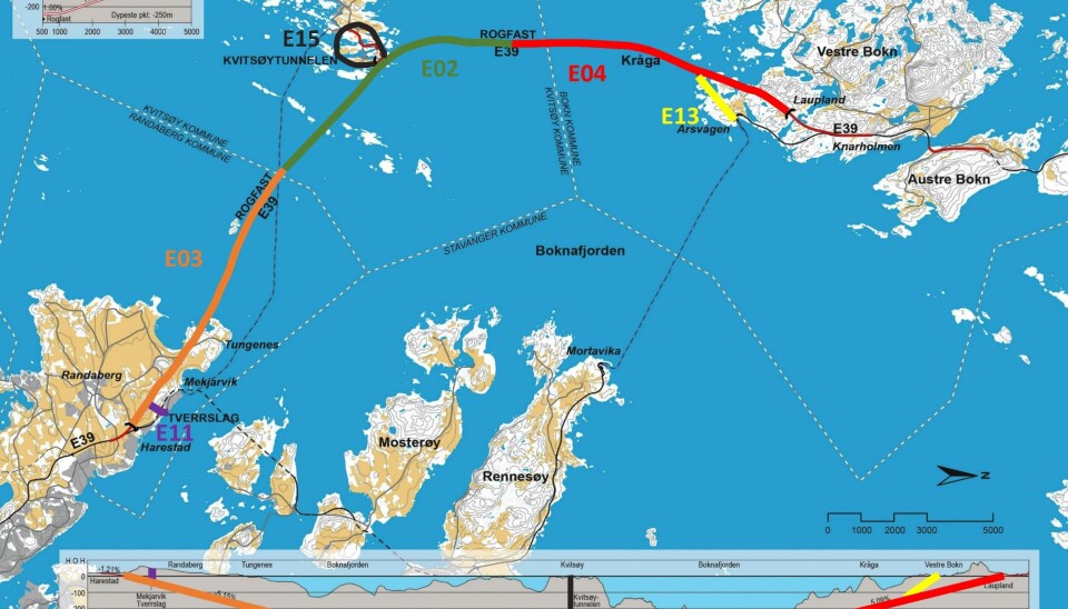E04-kontrakten er markert med rødt. E04-kontrakten er markert med rødt.
