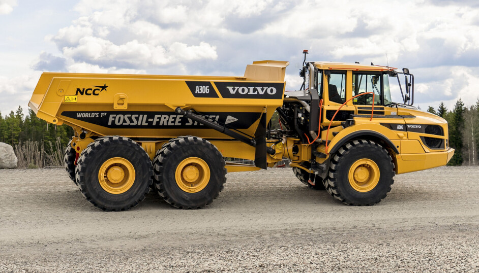 Det er fossilfritt laget stål i denne Volvo A30G rammestyrte dumperen.