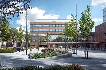 Bygger adkomstbygg ved Drammen sykehus