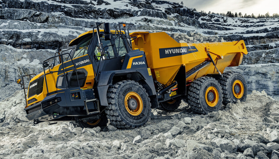 Doosan-dumper i Hyundai-drakt. Ikke uventet skal den produseres i Elnesvågen.