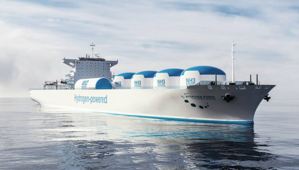 TRANSPORT: Hydrogen må fraktes, f.eks. på skip som her, men også i eksisterende rørledninger som Norge er tilknyttet.