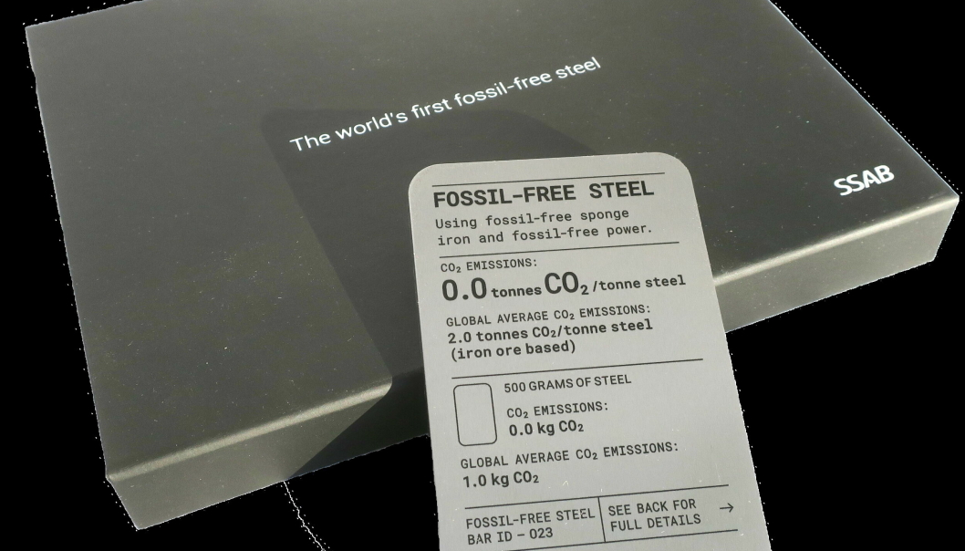 STÅL: En bit av stålet som er produsert fossilfritt av SSAB.