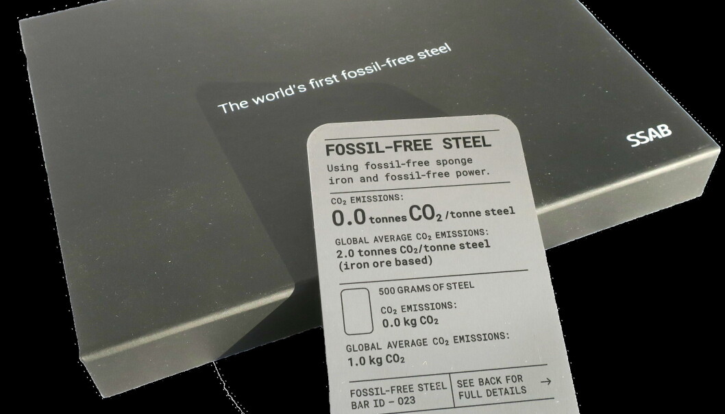 STÅL: En bit av stålet som er produsert fossilfritt av SSAB. STÅL: En bit av stålet som er produsert fossilfritt av SSAB.