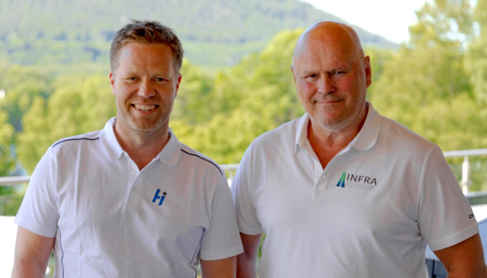 Anders Høiback (t.v.) er ny daglig leder for HI Entreprenører, som omfatter Hæhre Entreprenør, Isachsen Anlegg, Kruse Smith Anlegg og Zenith Survey. Albert Hæhre, konsernsjef og hovedeier i morselskapet Infra Group, sier Høiback har overbevist gjennom mange år i Isachsen Anlegg.