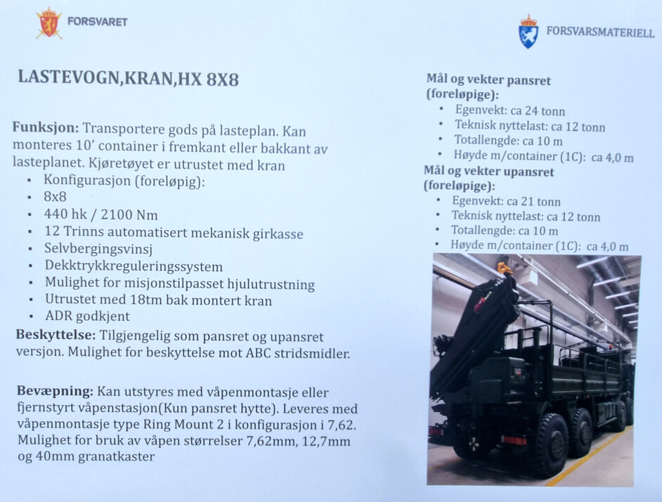 Foto av infoark som var plassert på kjøretøyet på overleveringsdagen.
