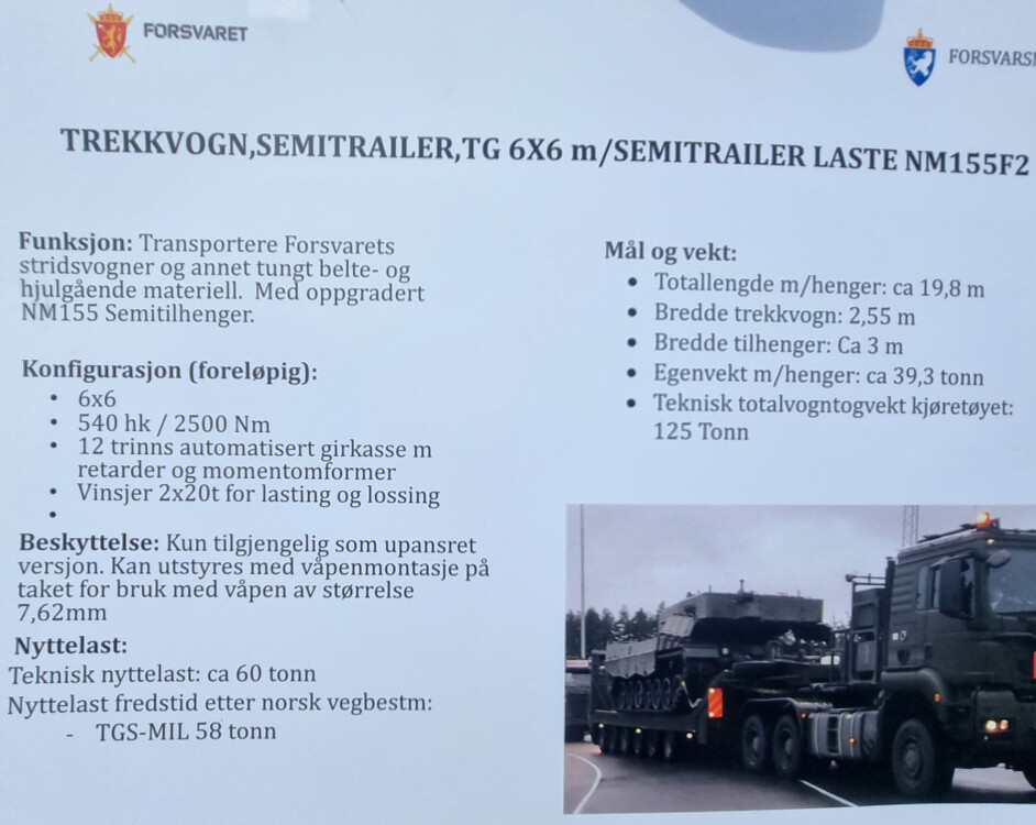 Foto av infoark som var plassert på kjøretøyet på overleveringsdagen.