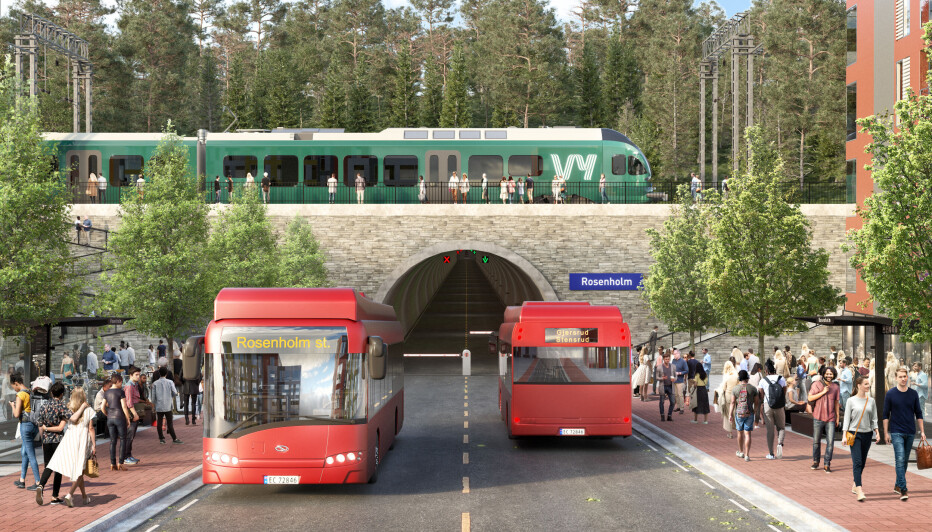 Den 2,6 km lange busstunnelen er tenkt å gå fra Gjersrud-Stensrud til Rosenholm stasjon.