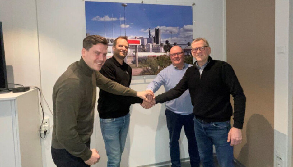 Fra venstre: Espen Lerfald (Feiring), Hans-Georg Skjelbred (Vestfold Betong), Jukka Hirsimaki (Schwenk), Sverre Carlson (Feiring).