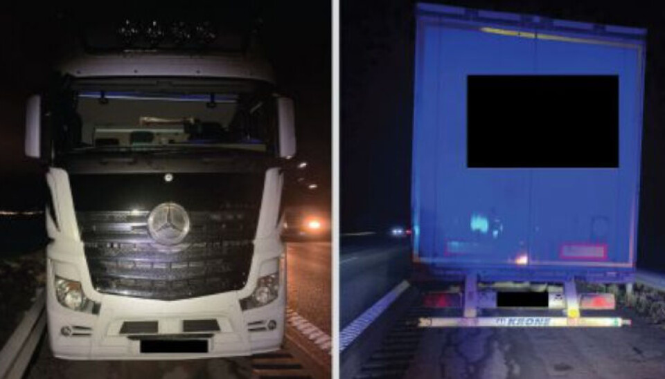 Den rumenske sjåføren fyllekjørte dette vogntoget sørover på E6 i Sverige i januar.